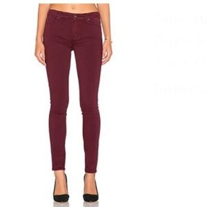 7 For All Mankind Burgundy Midrise Skinny Jeans sz 30